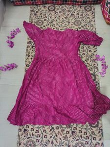 Magenta Embroidered Mini Dress