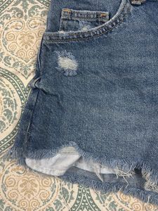 Trendy Blue High Waist Denim Shorts