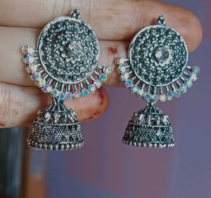 Silver Jhumka Earrings