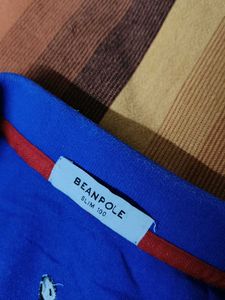 Bean Pole Men Blue Printed Slimfit Polo Tshirt