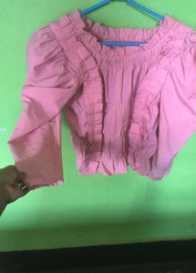 Pink Ruffle Sleeve Top