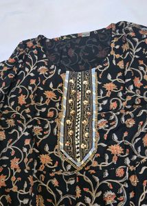 Elegant Black Floral Kurta Set
