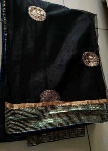 Elegant Black & Gold Saree