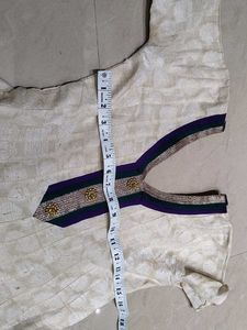 Long Anarkali Type White Kurti
