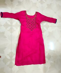 Pink Aari Work Kurta
