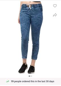 Sanabel Women Jogger Fit Mid Rise Blue Jeans .
