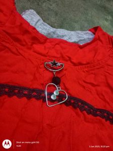 Red Top With Hanging Cloth Design