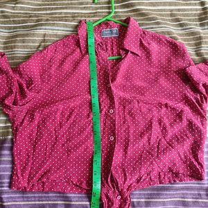 Cute Polka Dot Tie-Front Top Bust 42