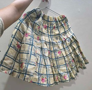 Floral Plaid Skirt