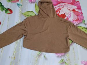 (1100)Brown Cropped Hoodie