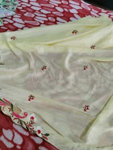 peacock Embroidered Dupatta(lemon yellow)