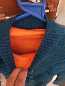 Blue Knit Dress with Ruffle Detail