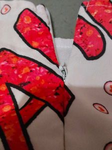 White And Red Floral Print Ruffle Dress Combo