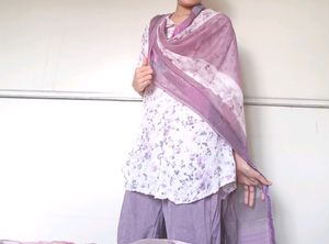 Lavandar Kurta Plazo And Dupatta Set