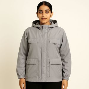 Stylish Grey Hooded Jacket