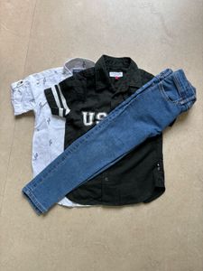 Set Of One Jeans and Two Half Sleeve Shirts