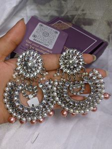 Kundan Studded Chandbali Earrings