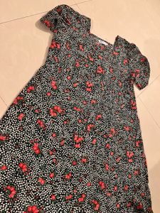 Black N Red Flower Dress