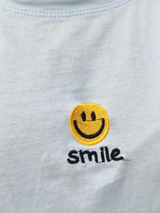 Solid Plan Sky Blue Summer Tshirt For Women