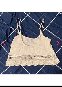 Alia Bhatt White Crochet Top Strap Top