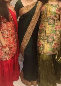 Bottle Green With Copper Boarder Saree