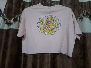 Pink Popcorn Graphic Crop Top