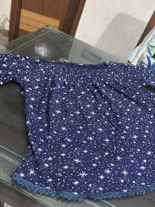 Starry Night Blue Girlish Top