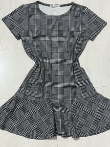 Plaid Ruffle Hem Mini Dress