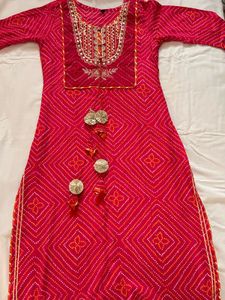 Pure Cotton Bandhani Print - 3 Piece Suit Set