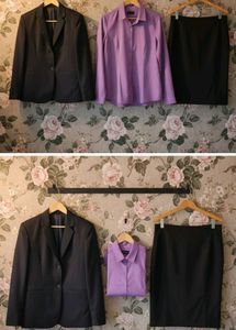 Purple Shirt with Blazer &amp; Skirt Combo.