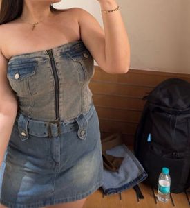 NewMe Denim Belted Mini Skirt/Skort