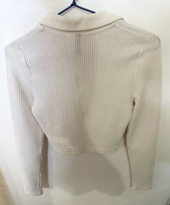 H&amp;M Ribbed Knit Collared V-Neck Top – Women