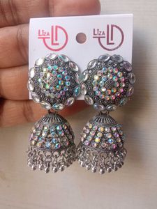 Elegant Silver Color Stone Earrings for Women