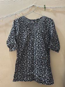 Black & White Printed short kurti