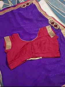 Purple Embroidered Saree