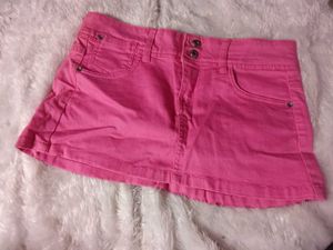 Pink Denim Mini Skirt