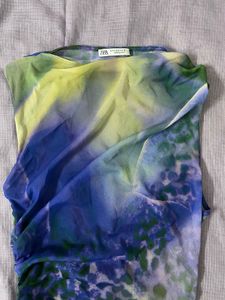 Zara Printed Tulle Bodysuit