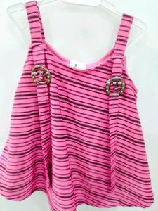 Pink &amp; Black Striped Girls&#39; Dress