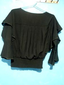 Green Crop Top With Flowers.