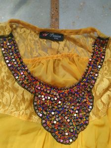 Boho Beautiful  Yellow Top With Beads Work