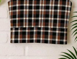 Trendy Brown &amp; Black Checkered Crop Top