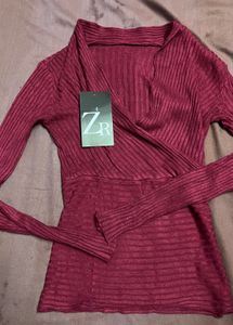 Burgundy Wrap Top - ZR