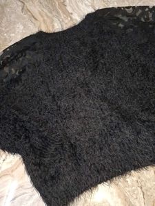 Black Fuzzy Lace Sweater