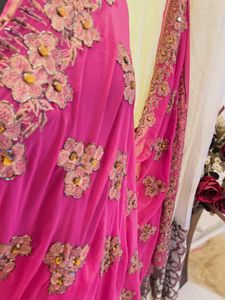 Elegant Pink Floral Saree