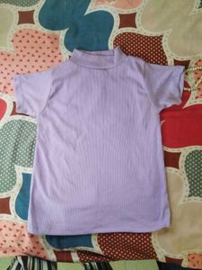 Lavender Ribbed Mock Neck Tee