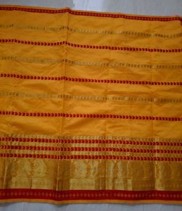 New Yellow Banarasi Saree with Red Border🌼