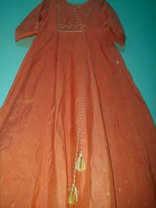 Rust Embroidered Kurti Dress