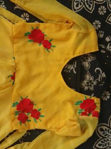 Yellow Floral Embroidered Dress