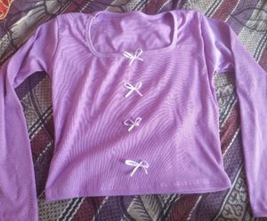 Lilac Long Sleeve Top with Bows