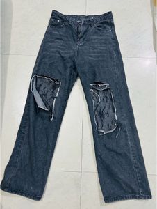 Charcoal Black Net Ribbed Denim